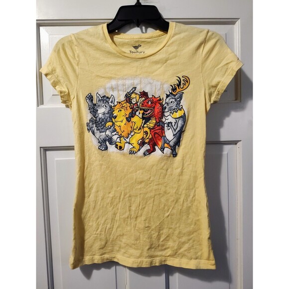 TeeFury Game of Thrones DANCING SIGILS HOUSE ANIMALS Size Small Yellow - Picture 11 of 11